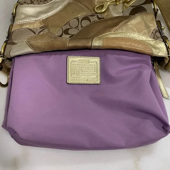 Coach Carly Gold Patchwork Shoulder Bag F14005 EUC - Picture 11 of 15